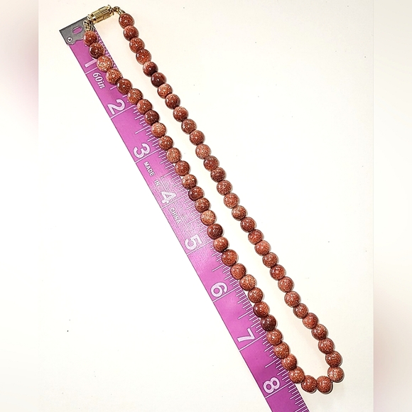 GOLDSTONE 17" BEAD NECKLACE - BARREL CLASP - Picture 4 of 5